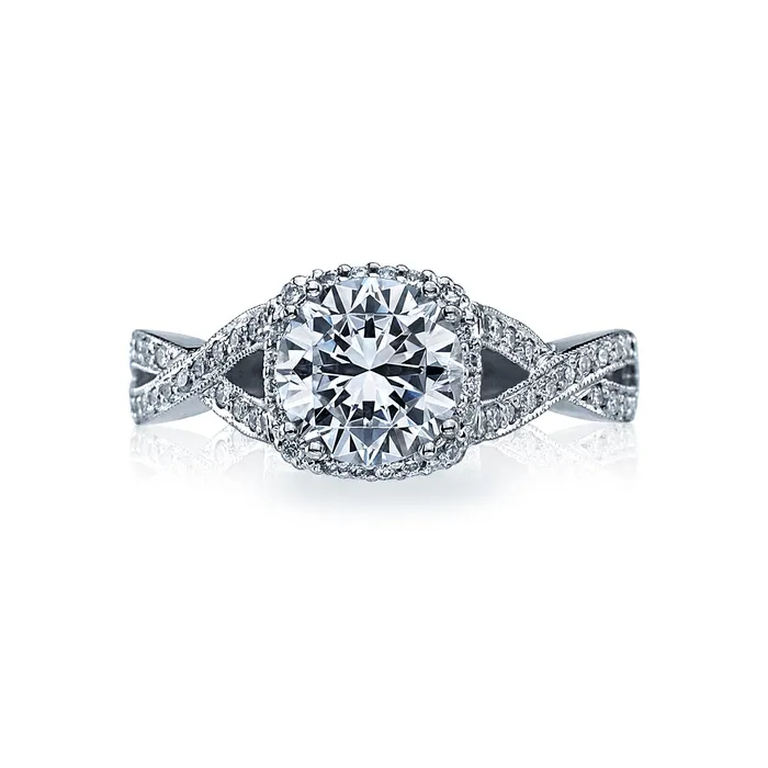 Rings Tacori 18k White Gold Dantela Round Diamond Engagement Ring Setting 043 CTW International Diamond Center Rings Tacori 18k White Gold Dantela Round Diamond Engagement Ring Setting 043 CTW International Diamond Center