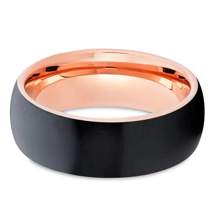 Rose Gold Wedding Ring Black Zirconium Wedding Ring Engagement Ring Black Ring Clean Casting Jewelry Rings