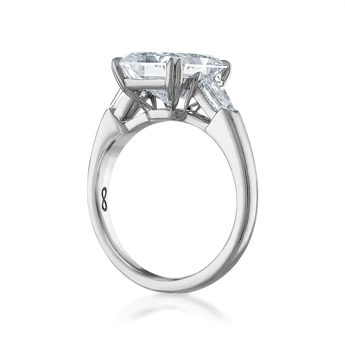 SG Bridal Rings 403ct Radiant Cut ThreeStone with Diamond Bullets Side Stones Engagement Ring