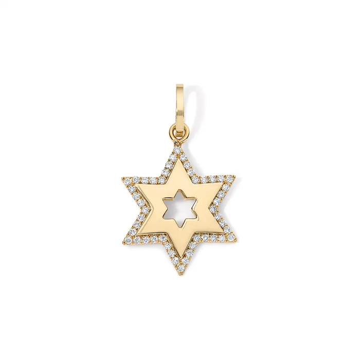 SG Fine Jumbo Bubble Jewish Star Charm Charm Necklaces