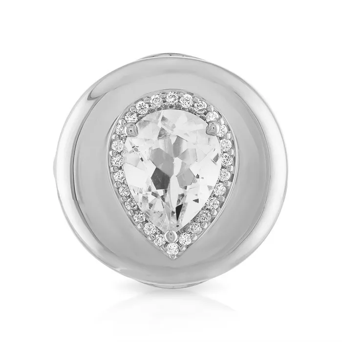 SG Fine Rings White Topaz Button Pear Ring