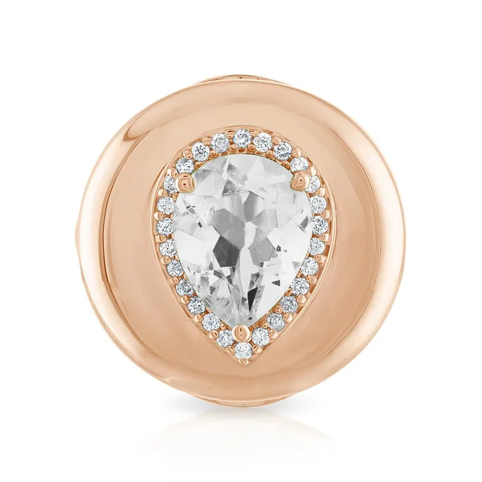 SG Fine Rings White Topaz Button Pear Ring