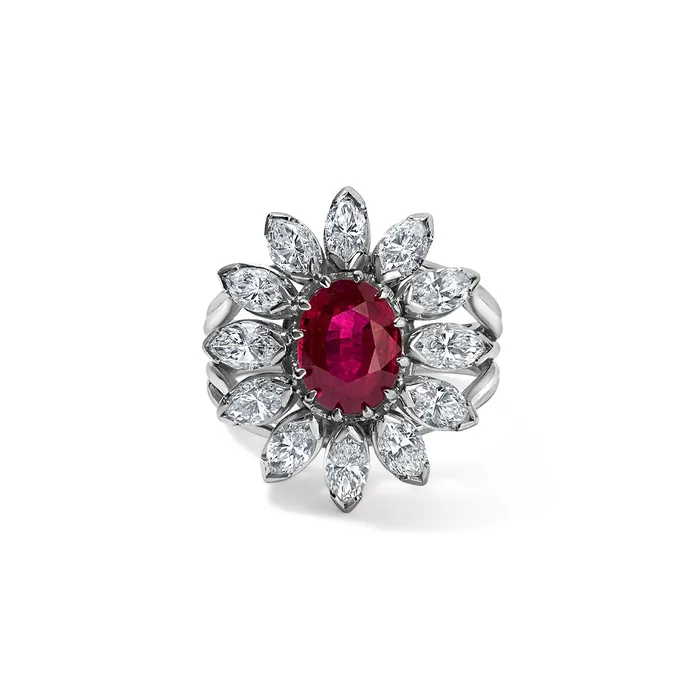 SG Vintage Rings Vintage Diamond and Ruby Cocktail Ring
