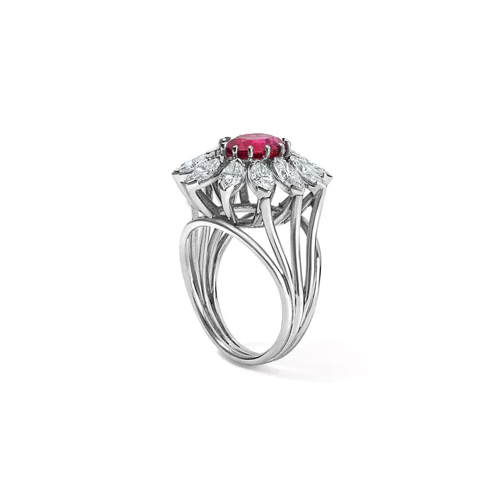 SG Vintage Rings Vintage Diamond and Ruby Cocktail Ring
