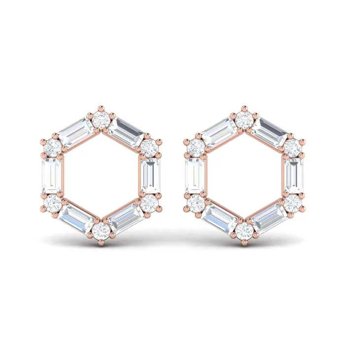 Shop IDC estore Earrings Vlora Karina 14K Diamond Baguette Open Honeycomb Stud Earrings 119CTW Shop IDC estore Earrings Vlora Karina 14K Diamond Baguette Open Honeycomb Stud Earrings 119CTW