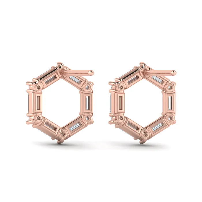 Shop IDC estore Earrings Vlora Karina 14K Diamond Baguette Open Honeycomb Stud Earrings 119CTW