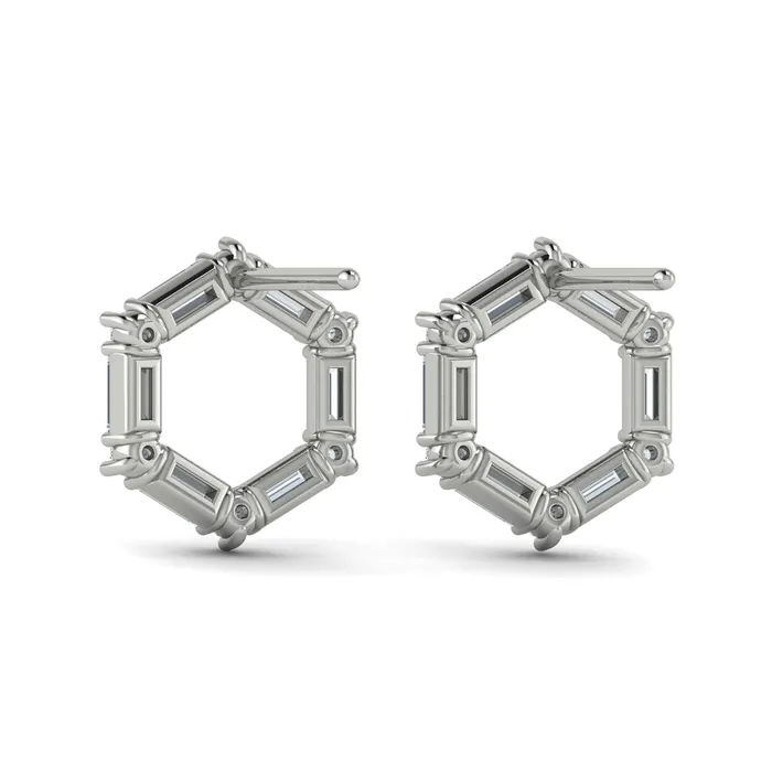 Shop IDC estore Earrings Vlora Karina 14K Diamond Baguette Open Honeycomb Stud Earrings 119CTW