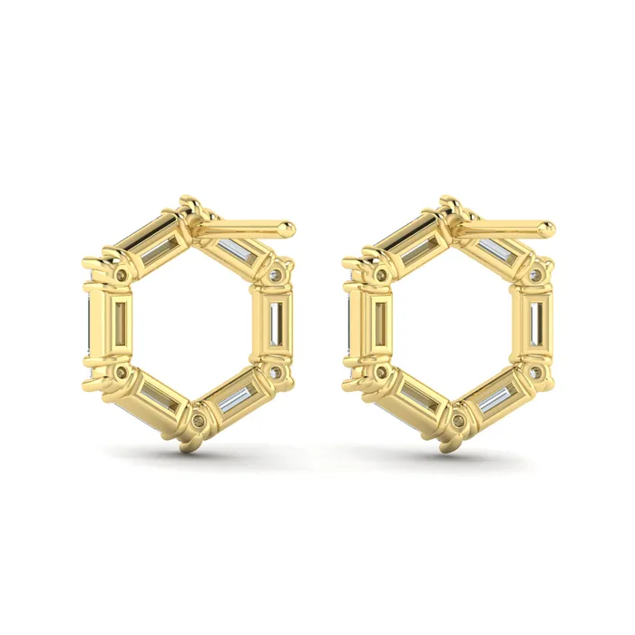 Shop IDC estore Earrings Vlora Karina 14K Diamond Baguette Open Honeycomb Stud Earrings 119CTW