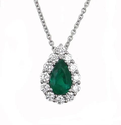Shop IDC estore Necklaces Emerald and Diamond Fashion Pendant