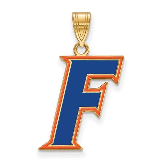 Shop IDC estore Necklaces Sterling Silver Goldplated LogoArt University of Florida Letter F Large Enameled Pendant Shop IDC estore Necklaces Sterling Silver Goldplated LogoArt University of Florida Letter F Large Enameled Pendant