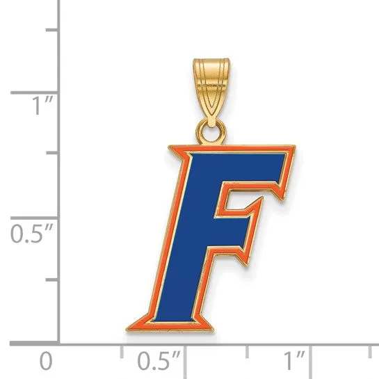 Shop IDC estore Necklaces Sterling Silver Goldplated LogoArt University of Florida Letter F Large Enameled Pendant Shop IDC estore Necklaces Sterling Silver Goldplated LogoArt University of Florida Letter F Large Enameled Pendant