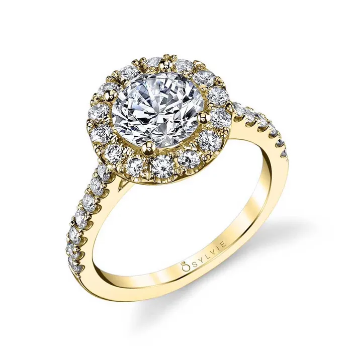 Shop IDC estore Rings Sylvie Jacalyn Round Classic Halo Engagement Ring Setting
