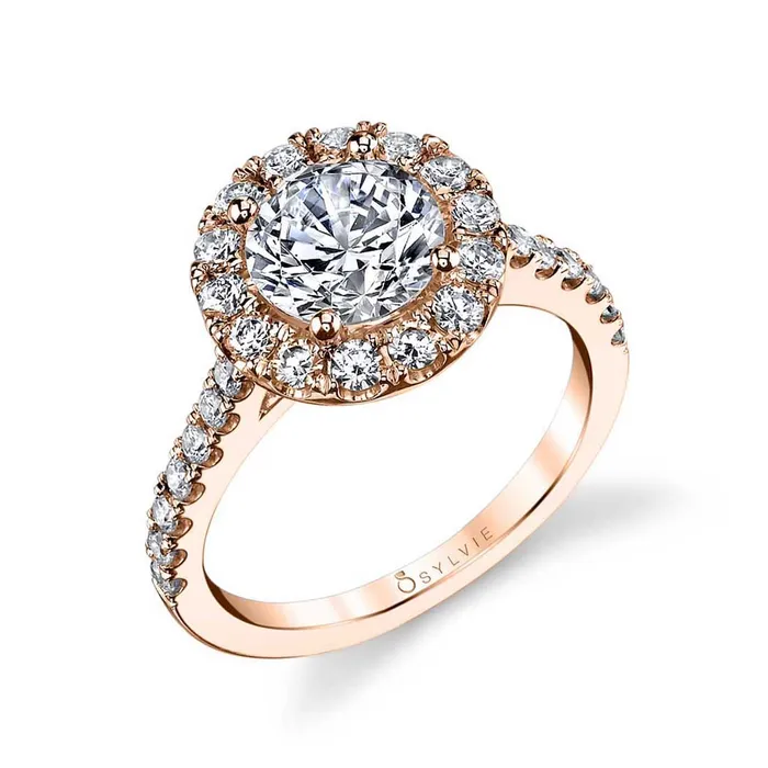 Shop IDC estore Rings Sylvie Jacalyn Round Classic Halo Engagement Ring Setting
