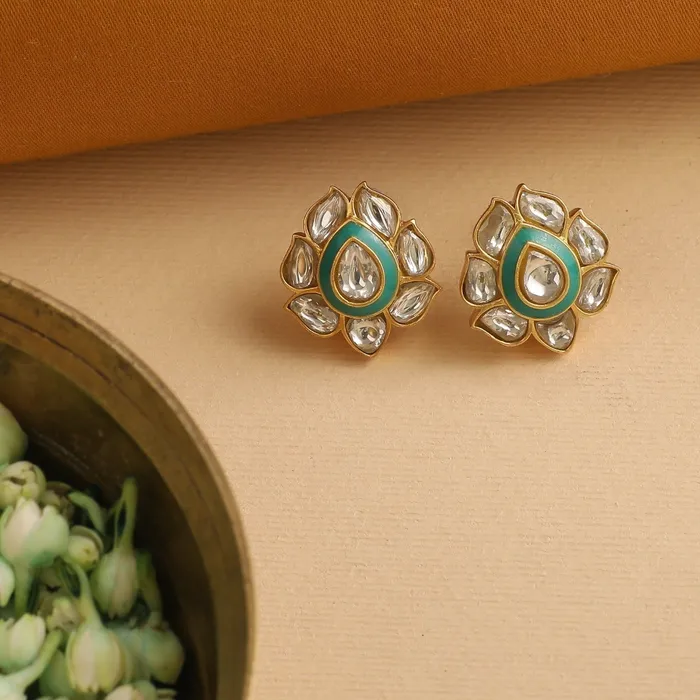 Shyama Jadau Silver Stud Earrings SILVER Earrings