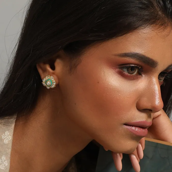 Shyama Jadau Silver Stud Earrings SILVER Earrings