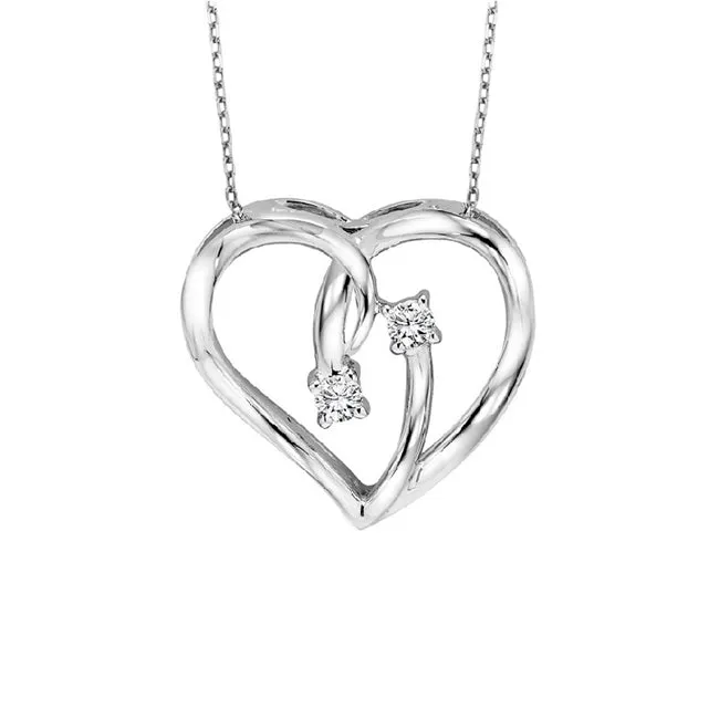 Silver and Diamond Heart Pendant Gems One Necklaces
