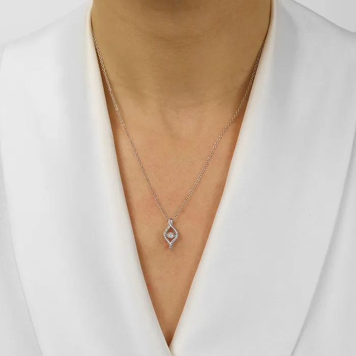 Silver Diamond ROL Pendant International Diamond Center Necklaces