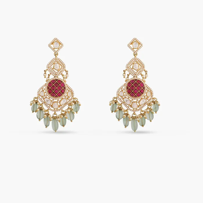 SILVER Earrings Flare Floral Moissanite Silver Drop Earrings