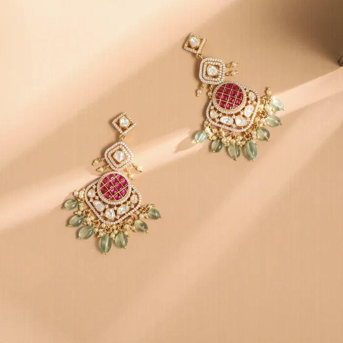 SILVER Earrings Flare Floral Moissanite Silver Drop Earrings