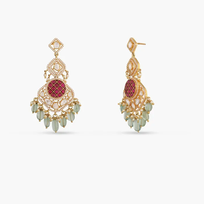 SILVER Earrings Flare Floral Moissanite Silver Drop Earrings