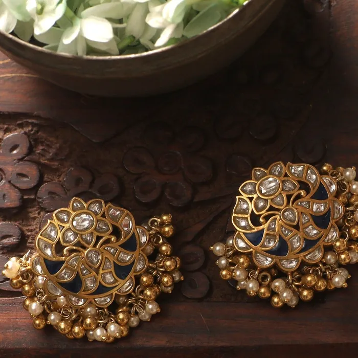 SILVER Earrings Utpala Kundan Silver Earrings