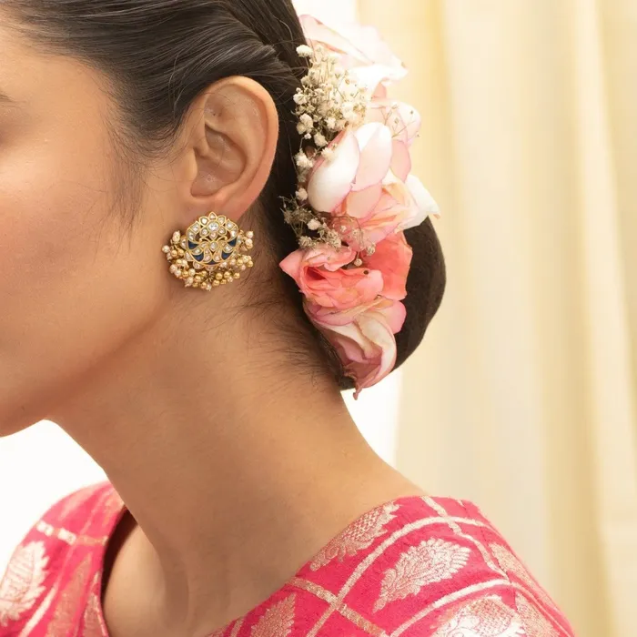 SILVER Earrings Utpala Kundan Silver Earrings