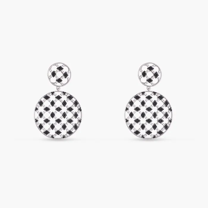 SILVER Monochrome Play Round CZ Silver Drop Earrings Earrings