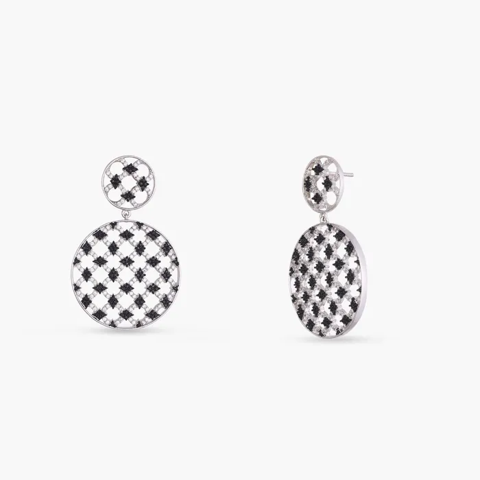 SILVER Monochrome Play Round CZ Silver Drop Earrings Earrings