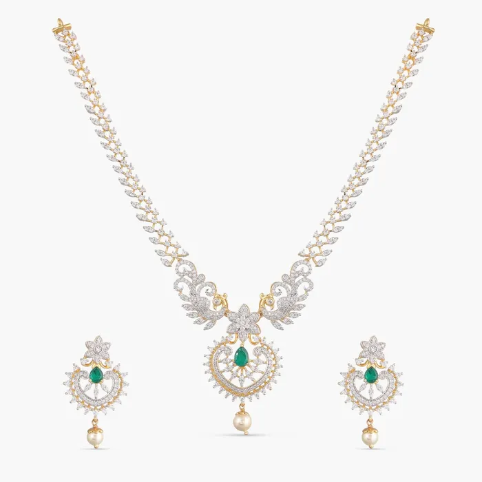 SILVER Necklaces Aditi CZ Silver Necklace Set