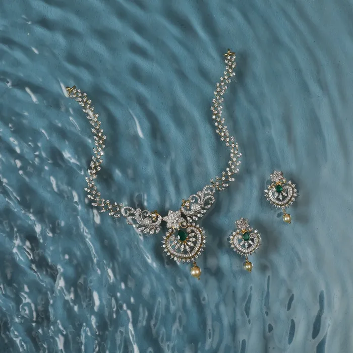 SILVER Necklaces Aditi CZ Silver Necklace Set