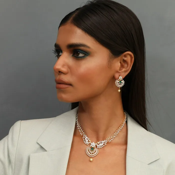 SILVER Necklaces Aditi CZ Silver Necklace Set