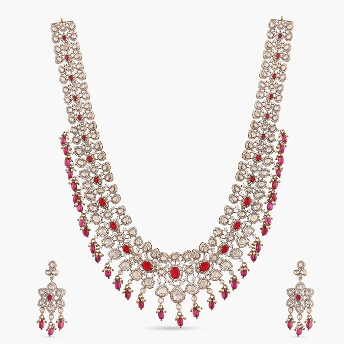 SILVER Necklaces Chaitanya Moissanite Silver Grand Necklace Set