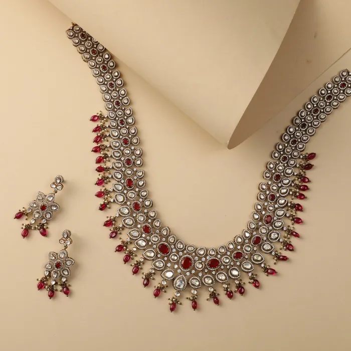 SILVER Necklaces Chaitanya Moissanite Silver Grand Necklace Set
