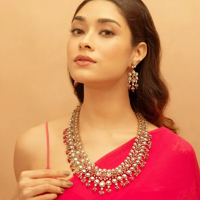 SILVER Necklaces Chaitanya Moissanite Silver Grand Necklace Set
