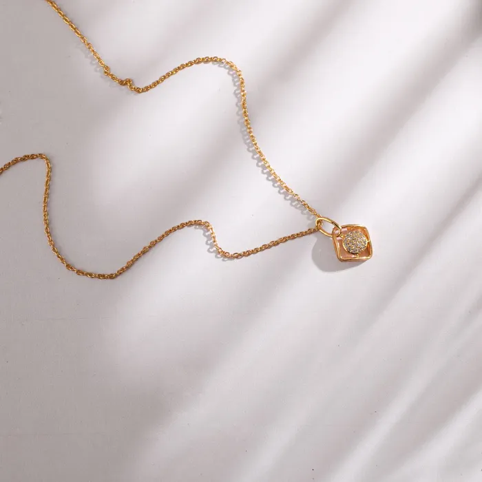 SILVER Necklaces Single CZ Delicate Charm Silver Pendant Necklace