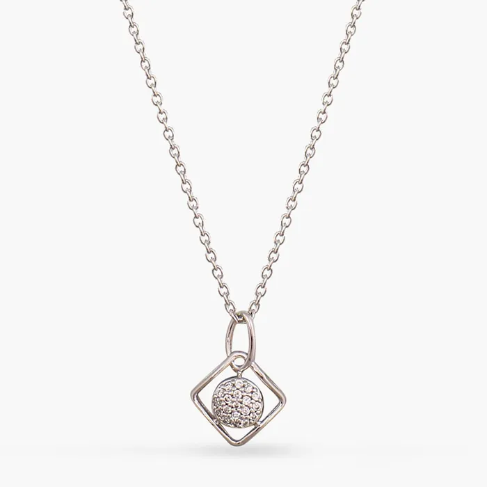 SILVER Necklaces Single CZ Delicate Charm Silver Pendant Necklace