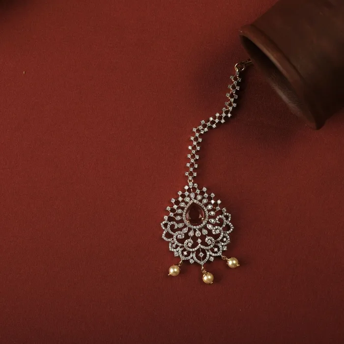SILVER Parijat CZ Silver Maangtika Rings