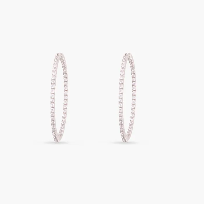 SILVER Rings Radiant Row CZ Silver Hoops