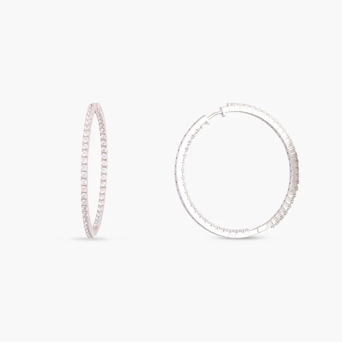 SILVER Rings Radiant Row CZ Silver Hoops