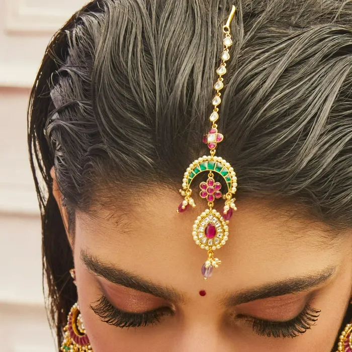 SILVER Rings Swarnim Pushp Heritage Jadau Silver Maangtika