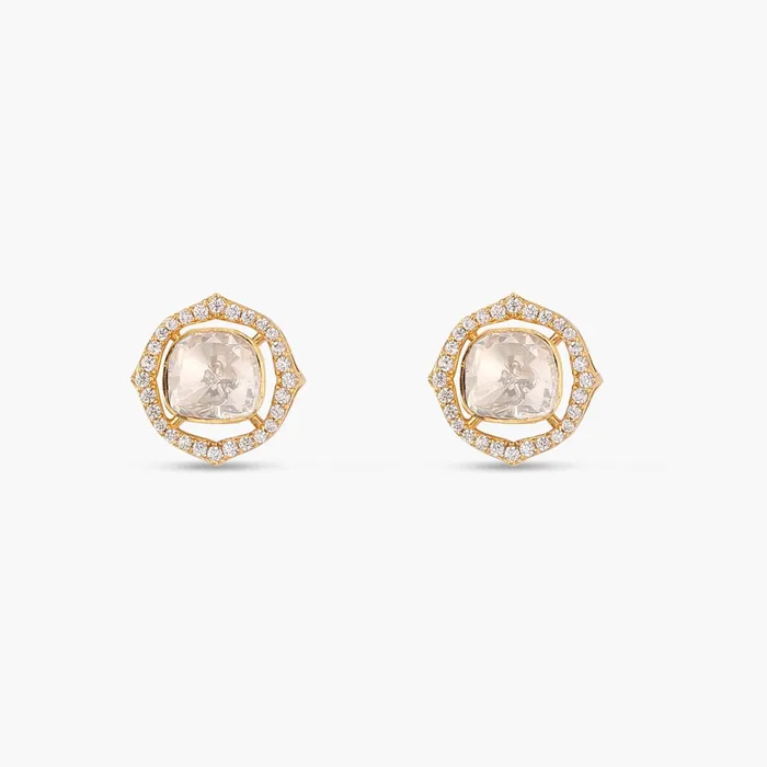 Starburst Moissanite Silver Stud Earrings SILVER Earrings