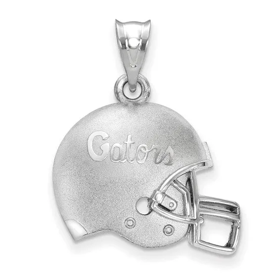Sterling Silver Rhodiumplated LogoArt University of Florida Gators Script Domed Football Helmet Pendant Shop IDC estore Necklaces Sterling Silver Rhodiumplated LogoArt University of Florida Gators Script Domed Football Helmet Pendant Shop IDC estore Necklaces