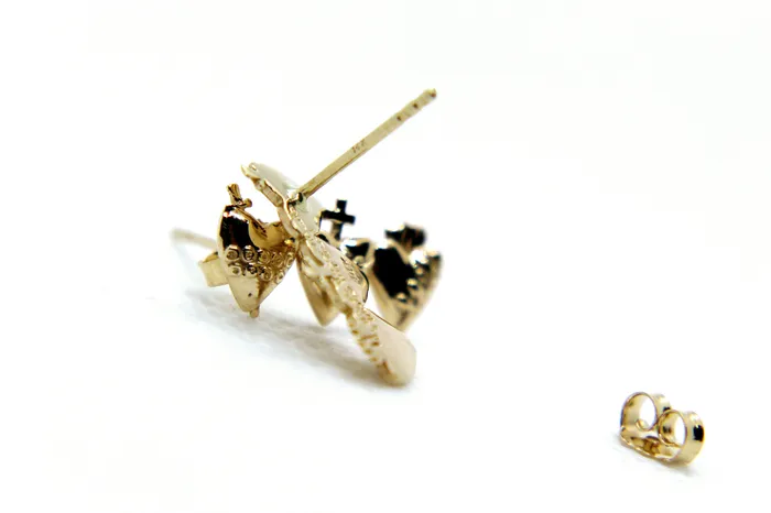 The Little Catholic Earrings Holy Family Hearts Earrings in Gold Vermeil