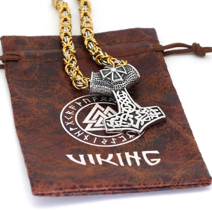 Thor Hammer Necklace Iron Cross Valhalla Vikings Necklaces