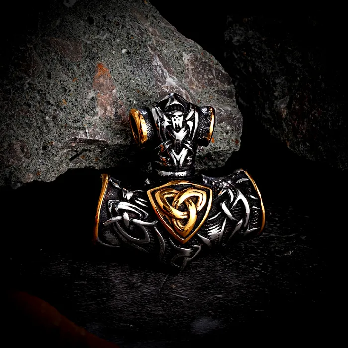 Thors Hammer Necklace Golden Triskel AE Necklaces