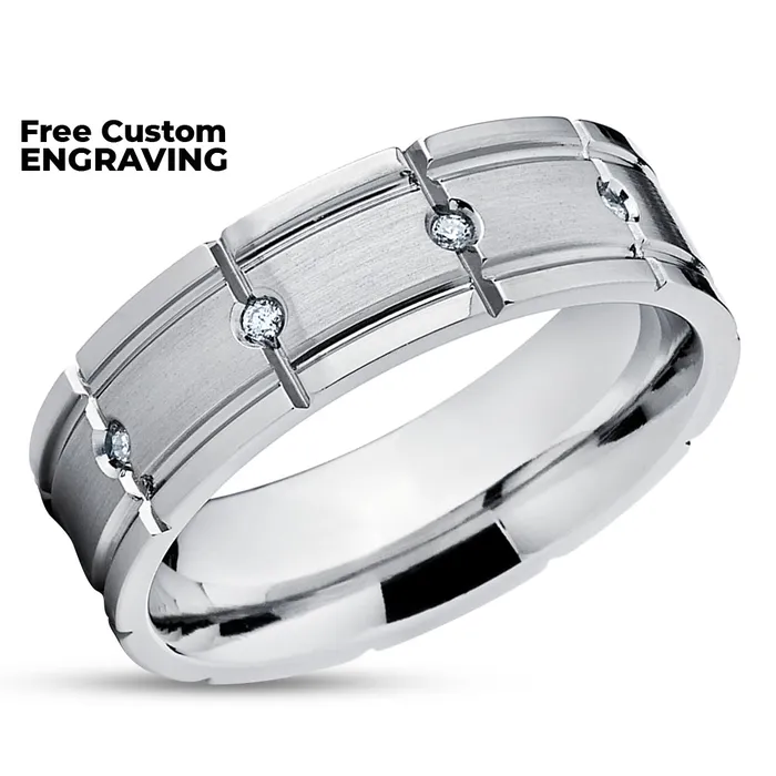 Titanium Wedding Ring White Diamond Ring Diamond Wedding Ring Wedding Band Ring Clean Casting Jewelry Rings