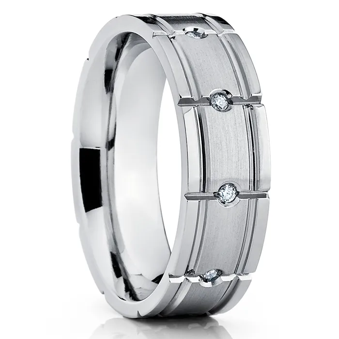 Titanium Wedding Ring White Diamond Ring Diamond Wedding Ring Wedding Band Ring Clean Casting Jewelry Rings