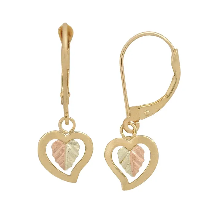 TR Jewelry Concepts Earrings Black Hills Gold 10K Gold Heart Leverback Earrings TR Jewelry Concepts Earrings Black Hills Gold 10K Gold Heart Leverback Earrings