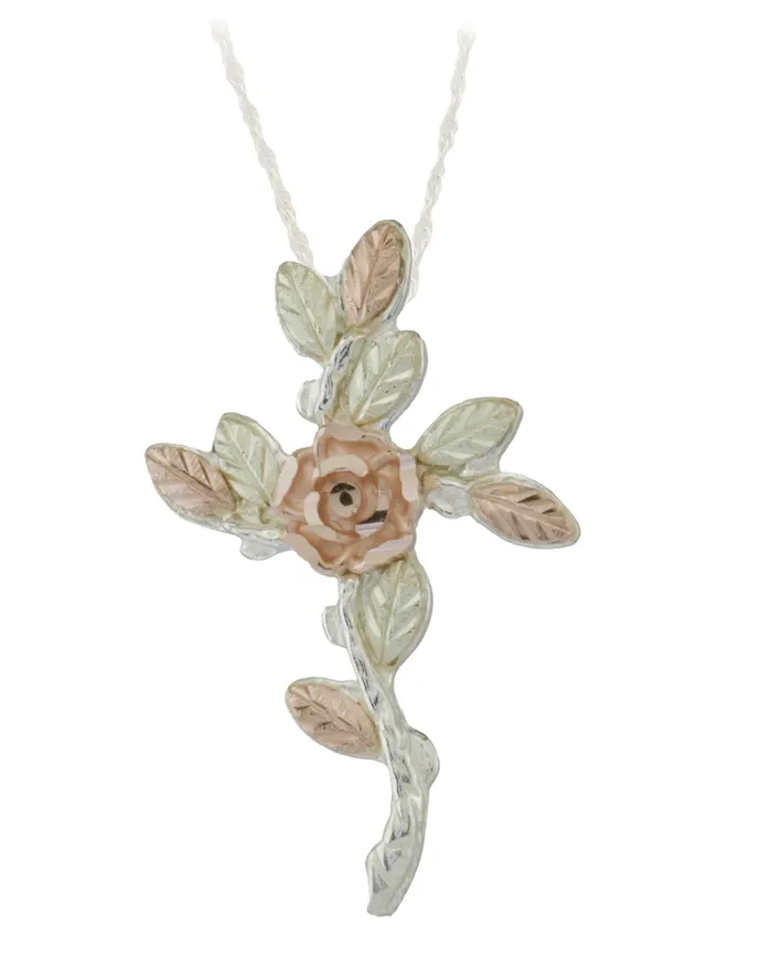 TR Jewelry Concepts Necklaces Black Hills Gold Sterling Silver Twig Cross Pendant TR Jewelry Concepts Necklaces Black Hills Gold Sterling Silver Twig Cross Pendant
