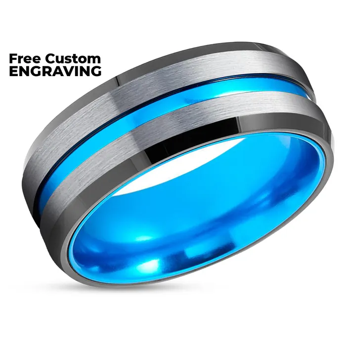 Turquoise Wedding Ring Tungsten Wedding Band Tungsten Carbide Ring Black Ring Clean Casting Jewelry Rings